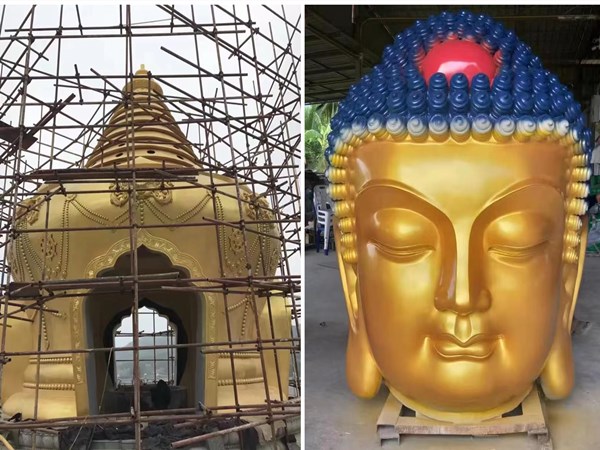 พระไตรภาคีฮวาเหยียนสำริดขนาดใหญ่ ณ วัดเป่าซาน ประเทศไทย